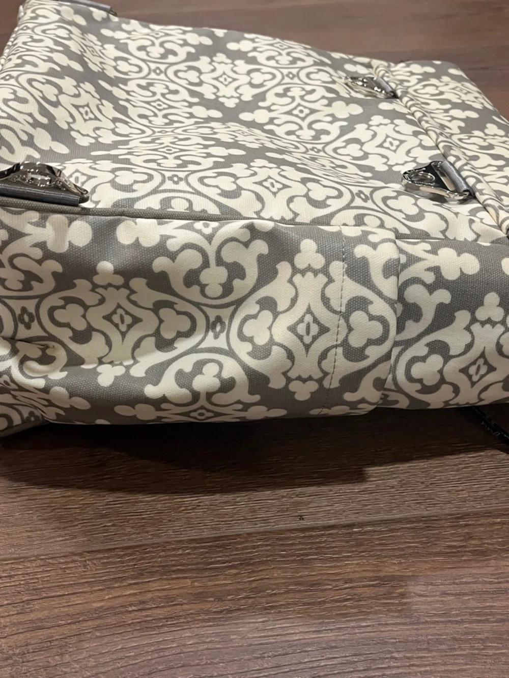 Petunia Pickle Bottom | Breakfast at Berkshire diaper bag backpack gray tote